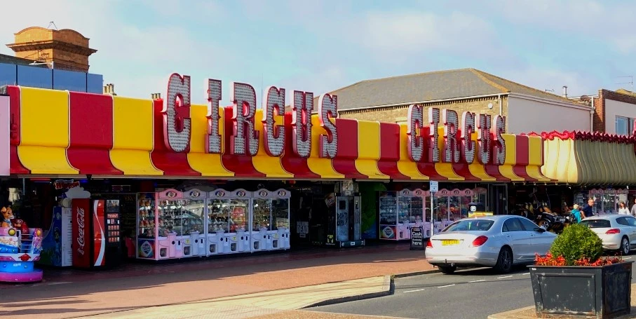 row of arcade claw machines