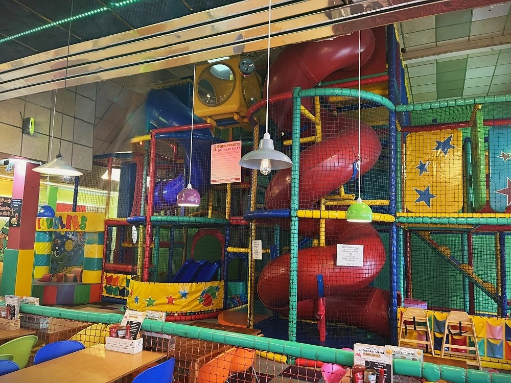 kids soft play area with spiral slide