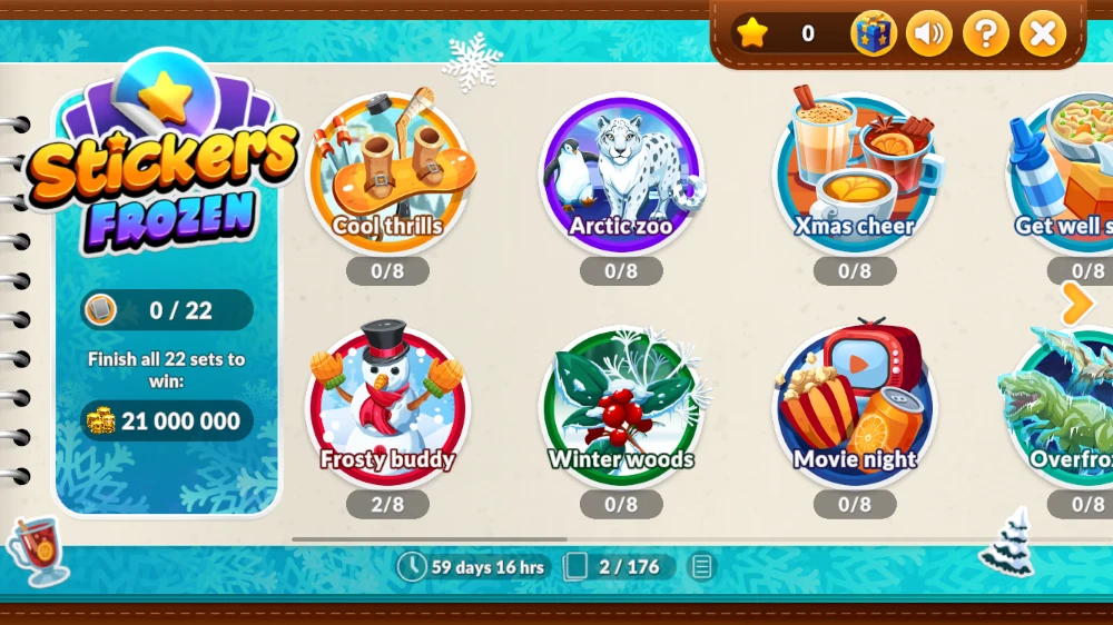 my jackpot stickers collection screen