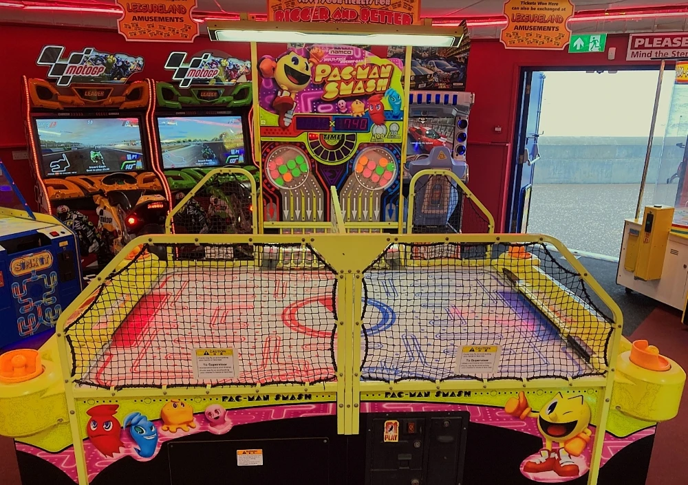 pac man smash air hockey table