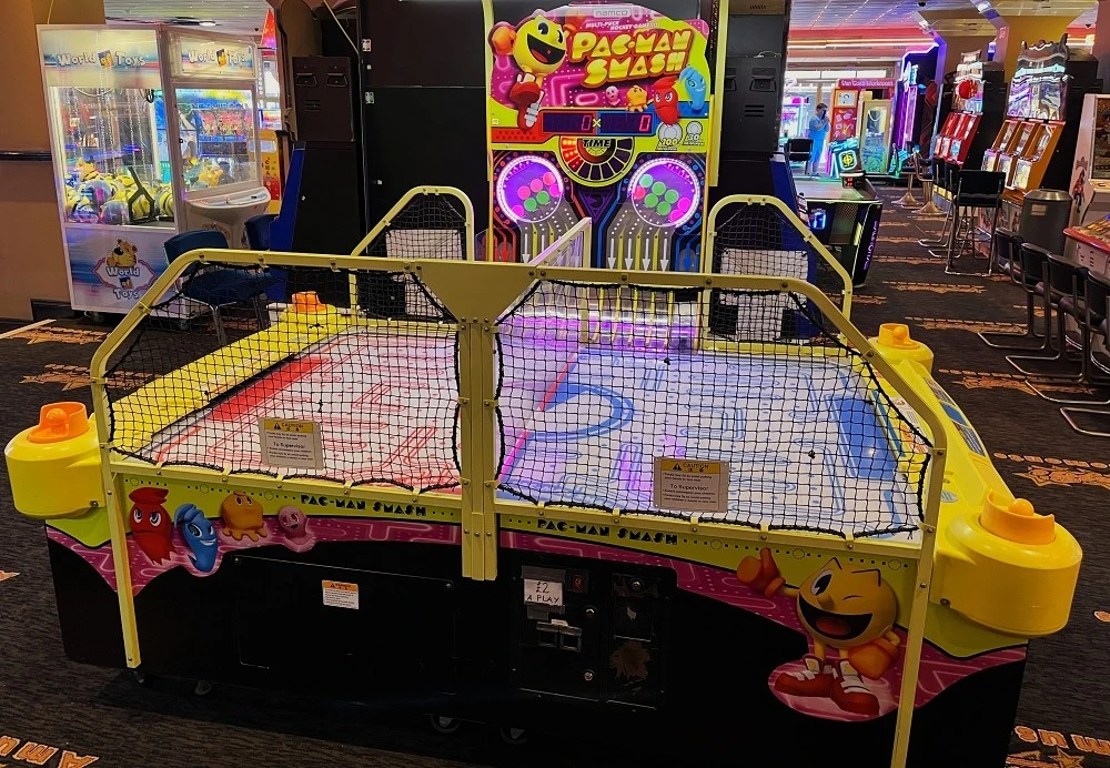 pac man smash air hockey table