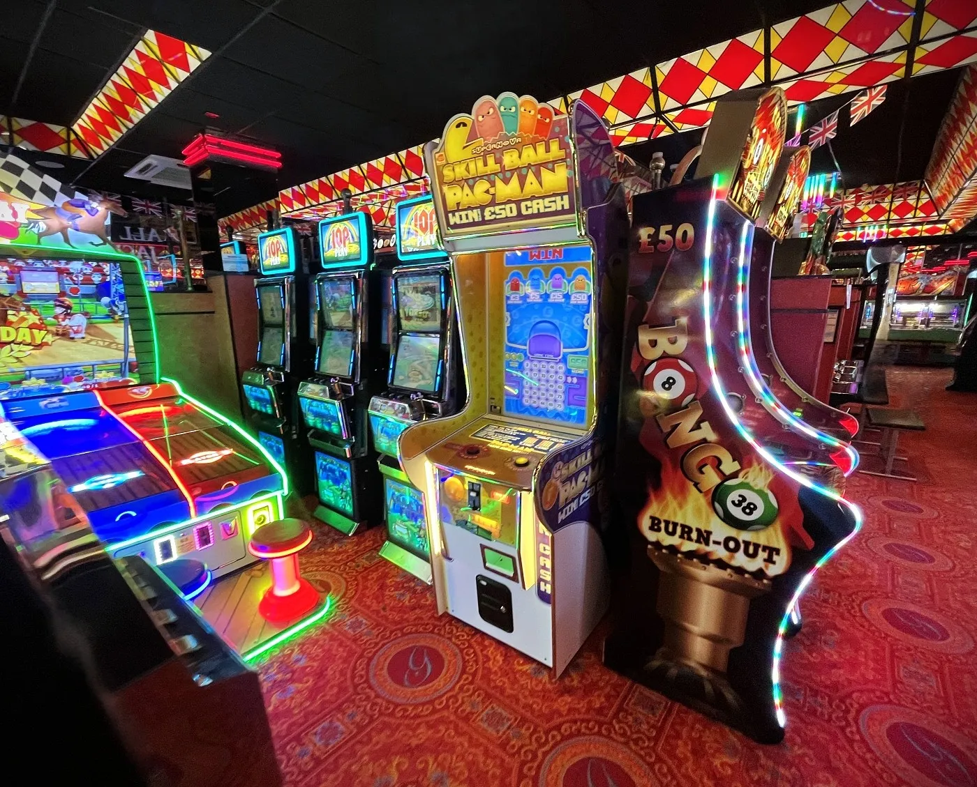 skill ball pac-man and bongo bingo machines