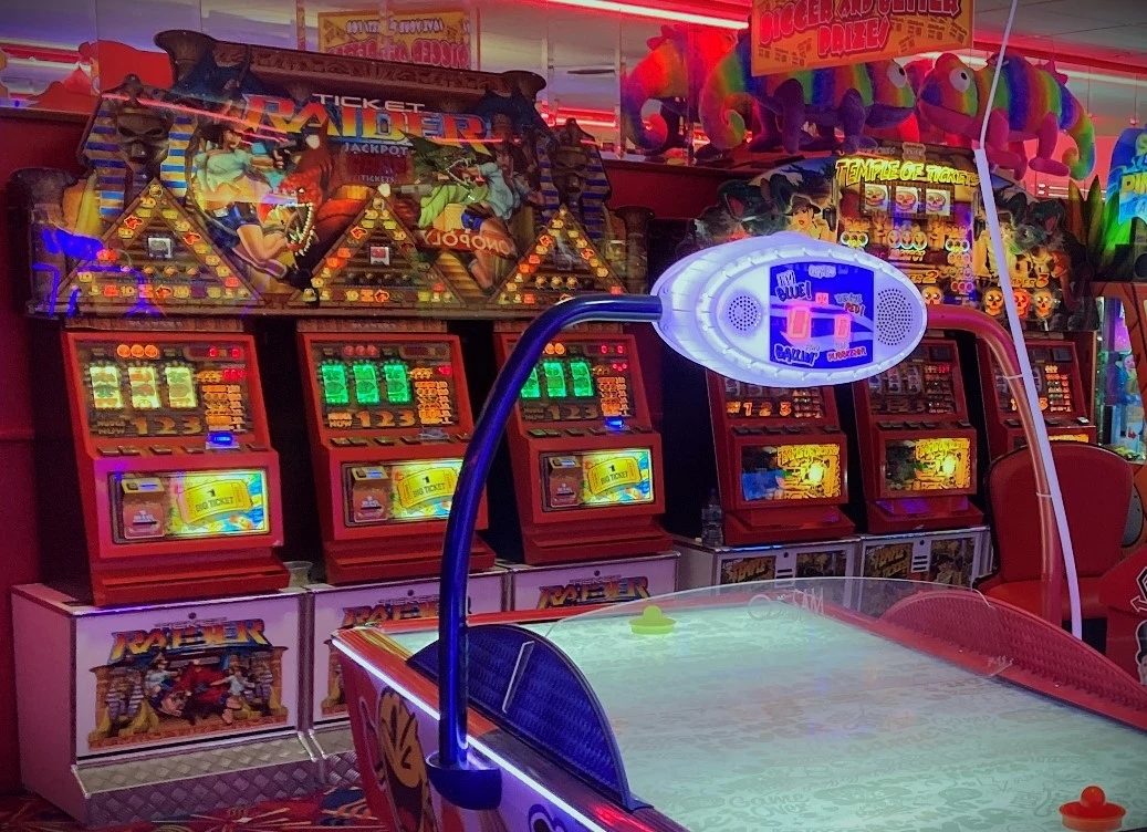 row of ticket casino slot machines