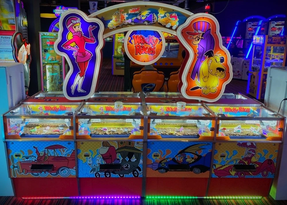 wacky races coin arcade ticket pusher