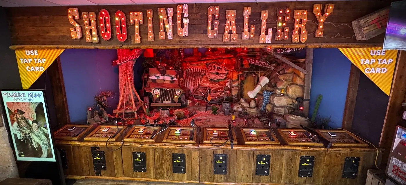 old-world frontier themed arcade shooting gallery