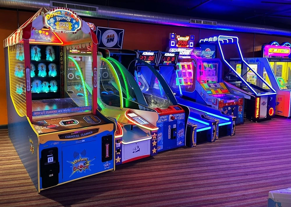 row of ticket arcade games