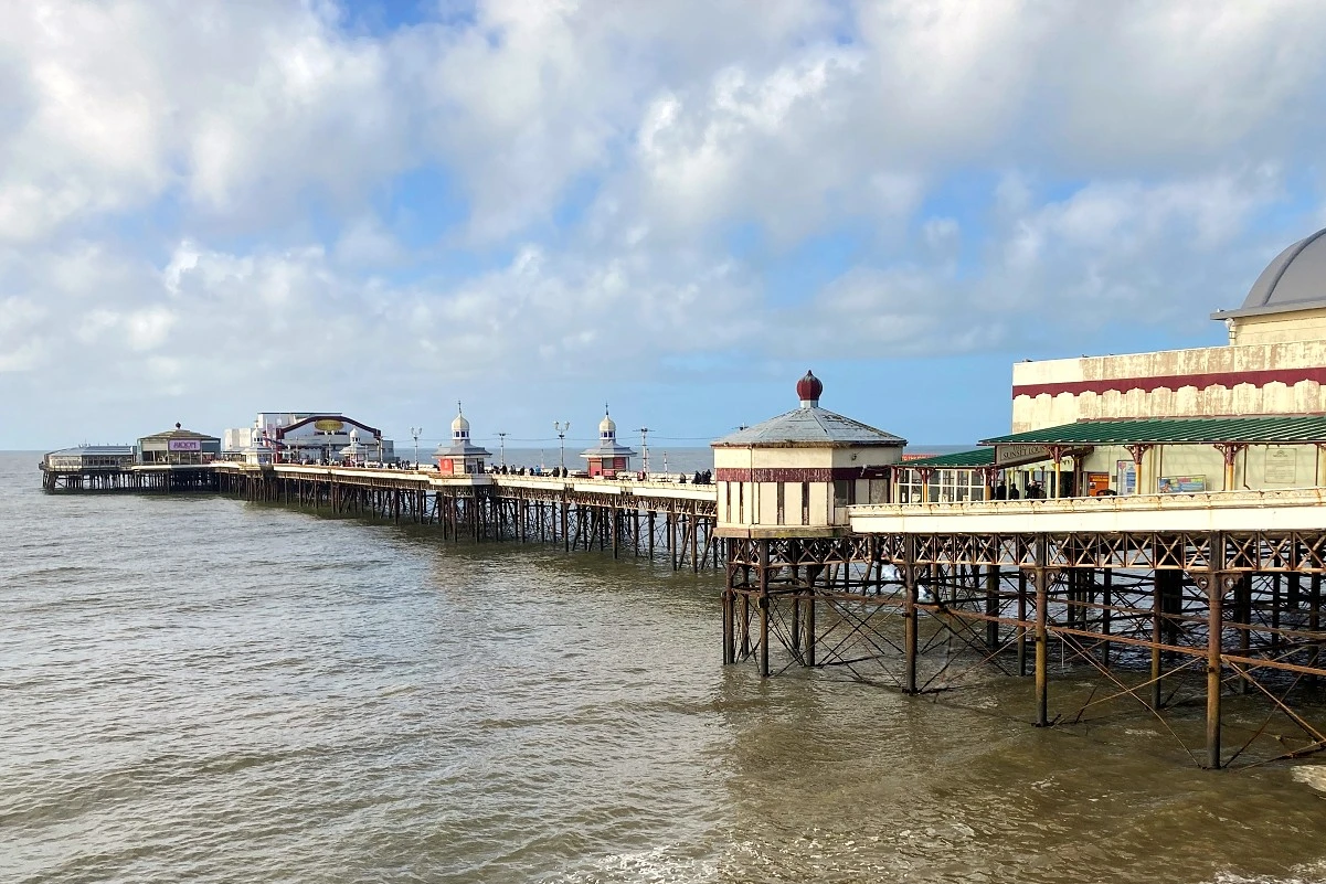 blackpool north pier from the beach