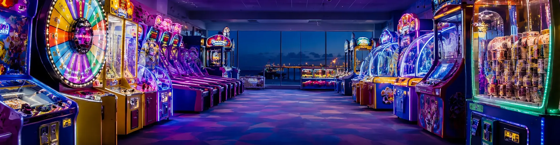 ticket arcade with rows of ticket arcade machines
