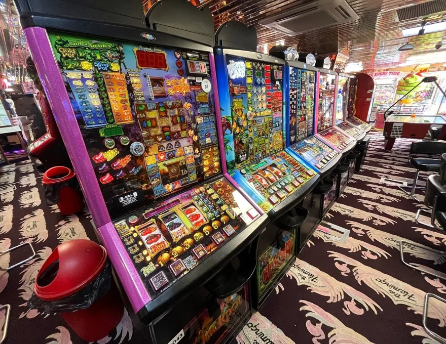 row of fruit machines in the mirage arcade hemsby