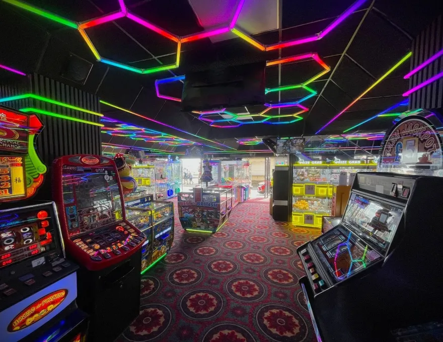 funland arcade in whitby with modern led lighting