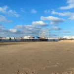 classic seaside arcades on blackpool central pier